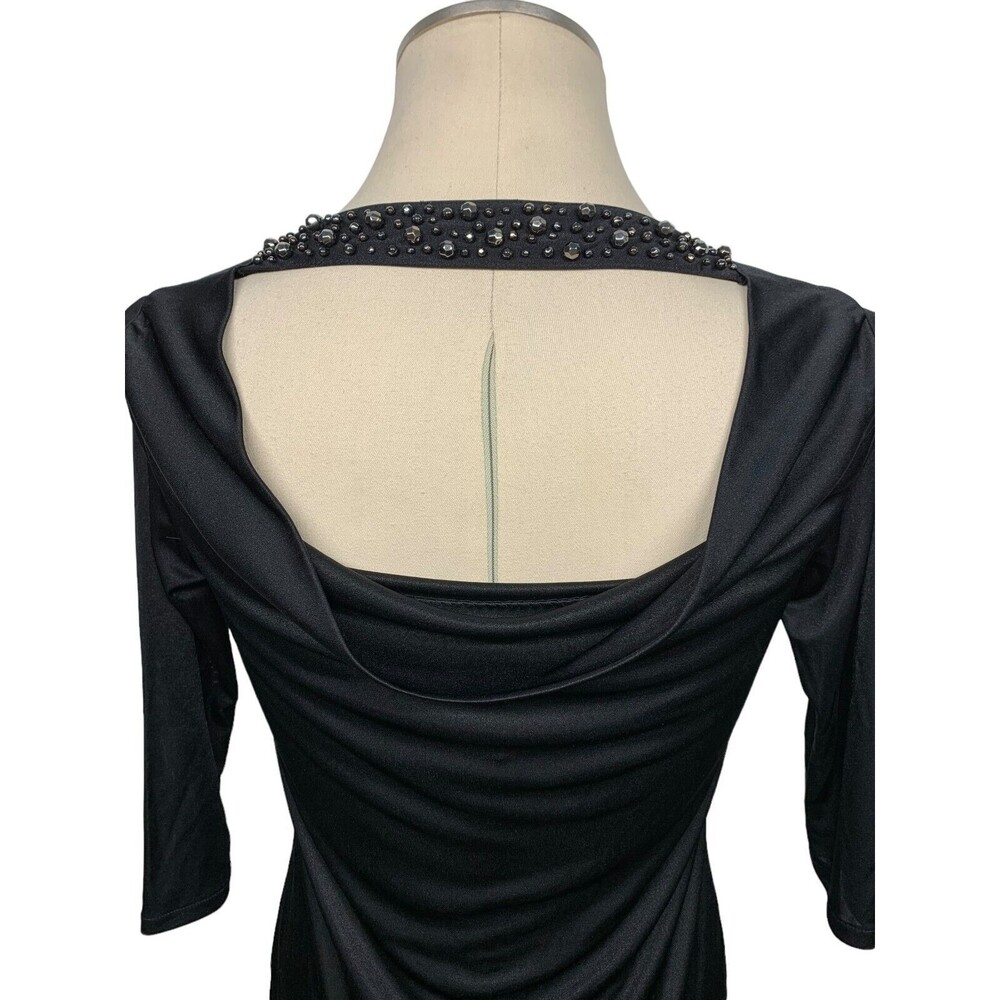 A/X Armani Exchange Women's size S/M Black Beaded Draped Back Dress 3/4 Sleeve - Picture 2 of 10